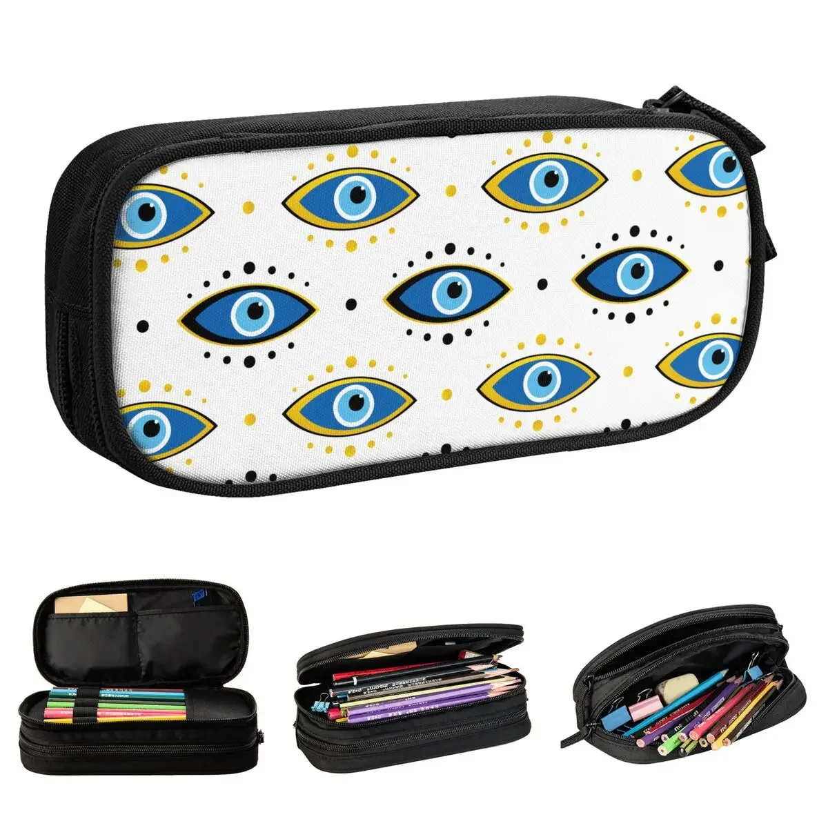 

Blue Evil Eyes Pencil Case Pencilcases Pen Box for Girls Boys Big Capacity Bags School Supplies Gifts Stationery