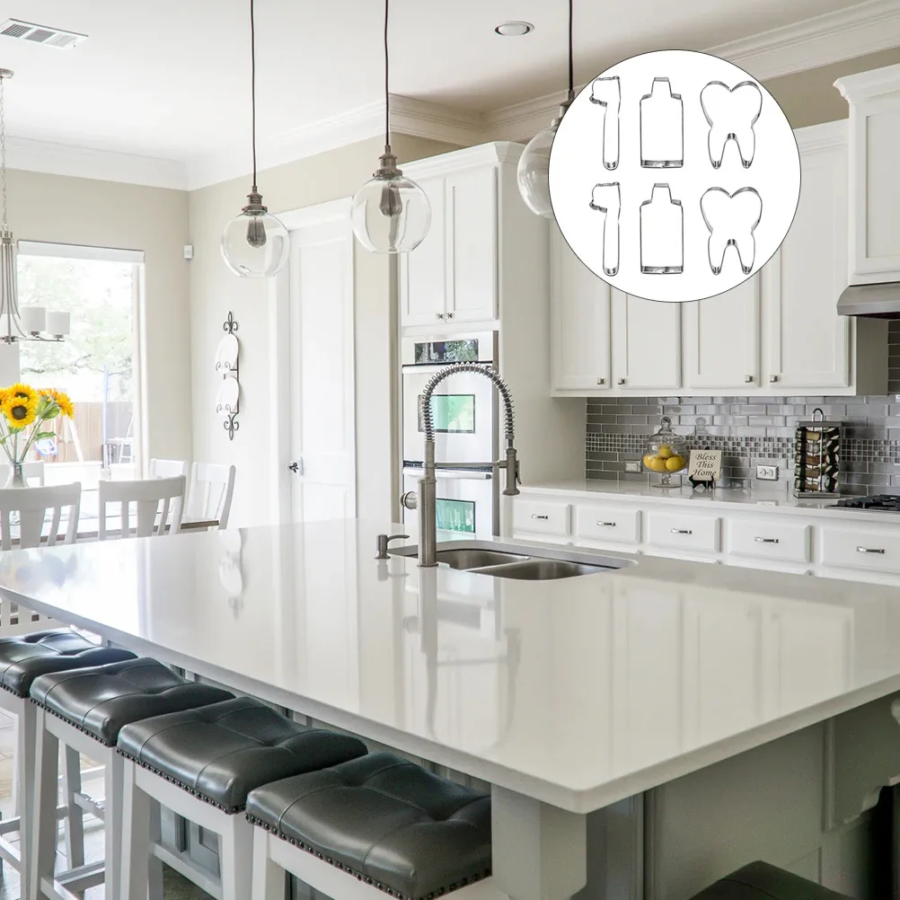 

6Pcs Tooth Toothbrush Cookie Cutter Mold Stainless Steel Non-Stick Creative Baking Tool DIY Cake Making Supplies Set