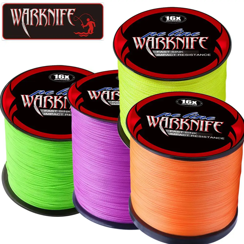 Warknife 16 Strands 150M 200M Hollow Core PE Braid Extreme Japan Braided Fishing Line 20LBs-500LBs Fishing Assist Line Fish Line