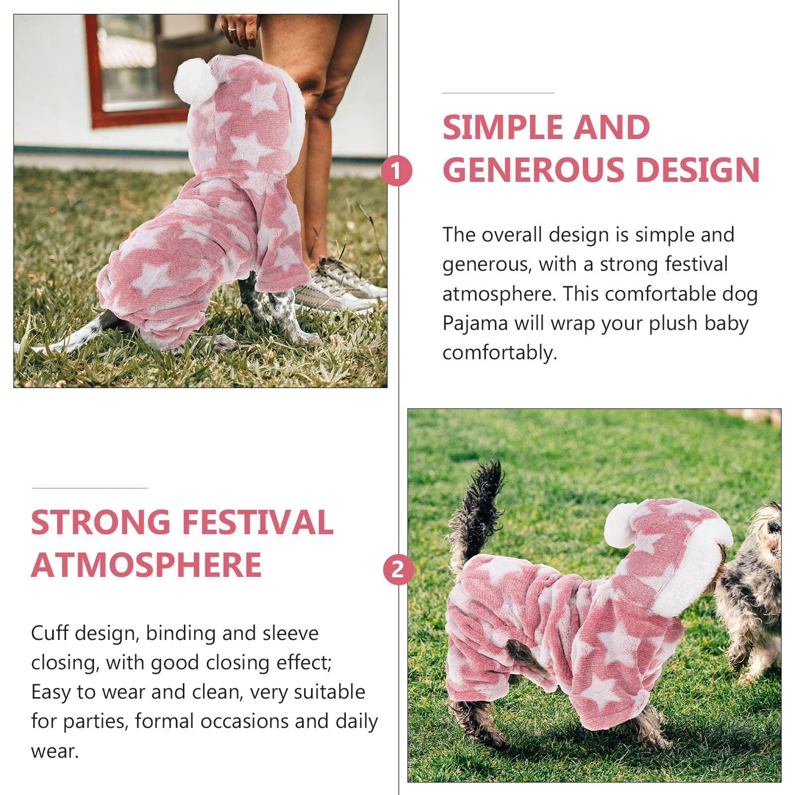 

1Pcs Dog Clothes Adorable Pet Night Wear Soft Coral Fleece Jumpsuit for Holiday Party Xmas Dog Costume Everyday Use