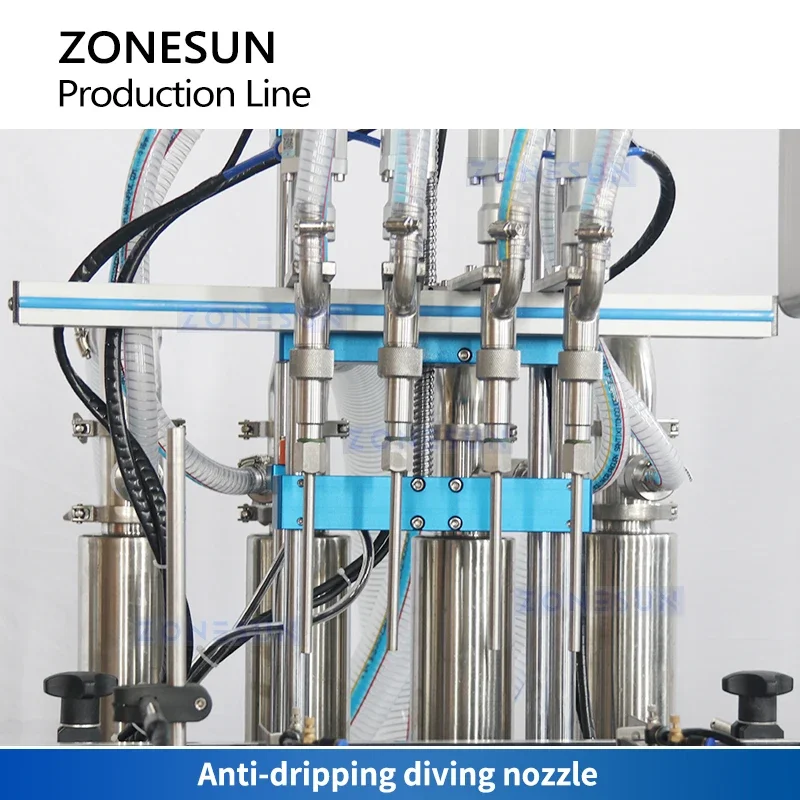 Zonesun Ligne d'embouteillage automatique Piston Filler Trigger Pulvérisateur Machine de capsulage Bouteille ronde Applicateur d'étiquettes ZS-FAL180F10