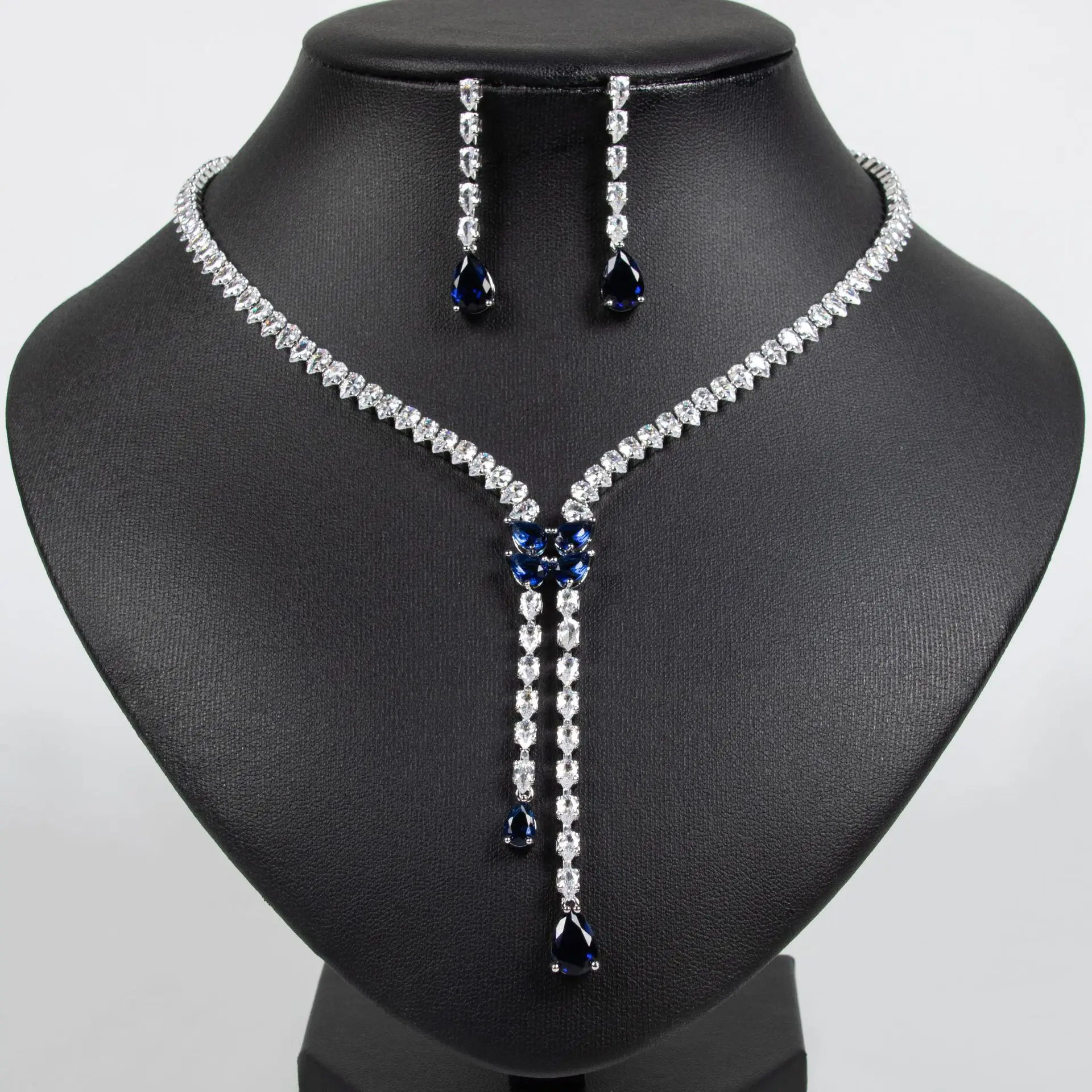 Personalised Elegant Jewellery Pendant Teardrop 2 Pcs Necklace Earrings Set Women's Daily Travel Dress Wedding Party Gift M-598