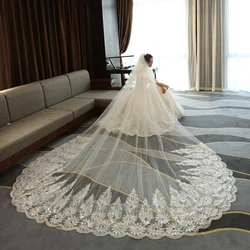 Bride's main wedding dress headdress super long tail high grade white lace wedding headdress