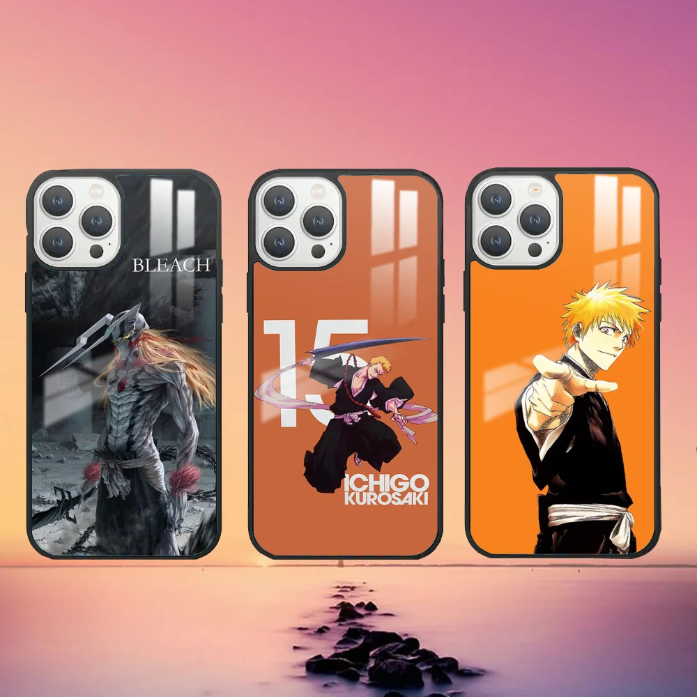 Anime Bleachs Kurosaki Ichigo Phone Case For iPhone 16 15 14 13 12 11 Pro Max Plus Mini Fashion High Quality mirror phone case