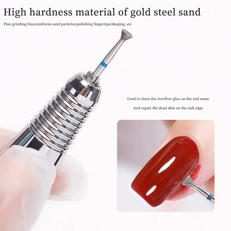 Juego de brocas para limpieza de cutículas, herramienta de pegamento de desbordamiento, tratamiento de bordes de uñas, accesorios de máquina de molienda de diamante, 7 piezas