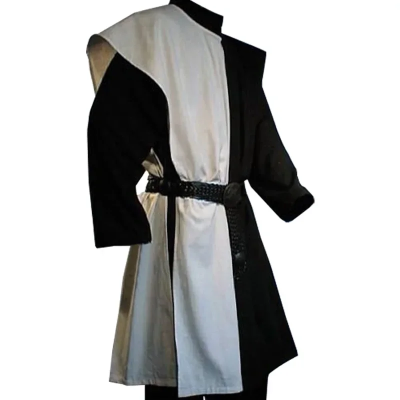 Medieval Costume Mens Larp Warriors Knight Cosplay Tunic Vest Gown Shirt Tabard Coat Adult Halloween Carnival Dress Up Party