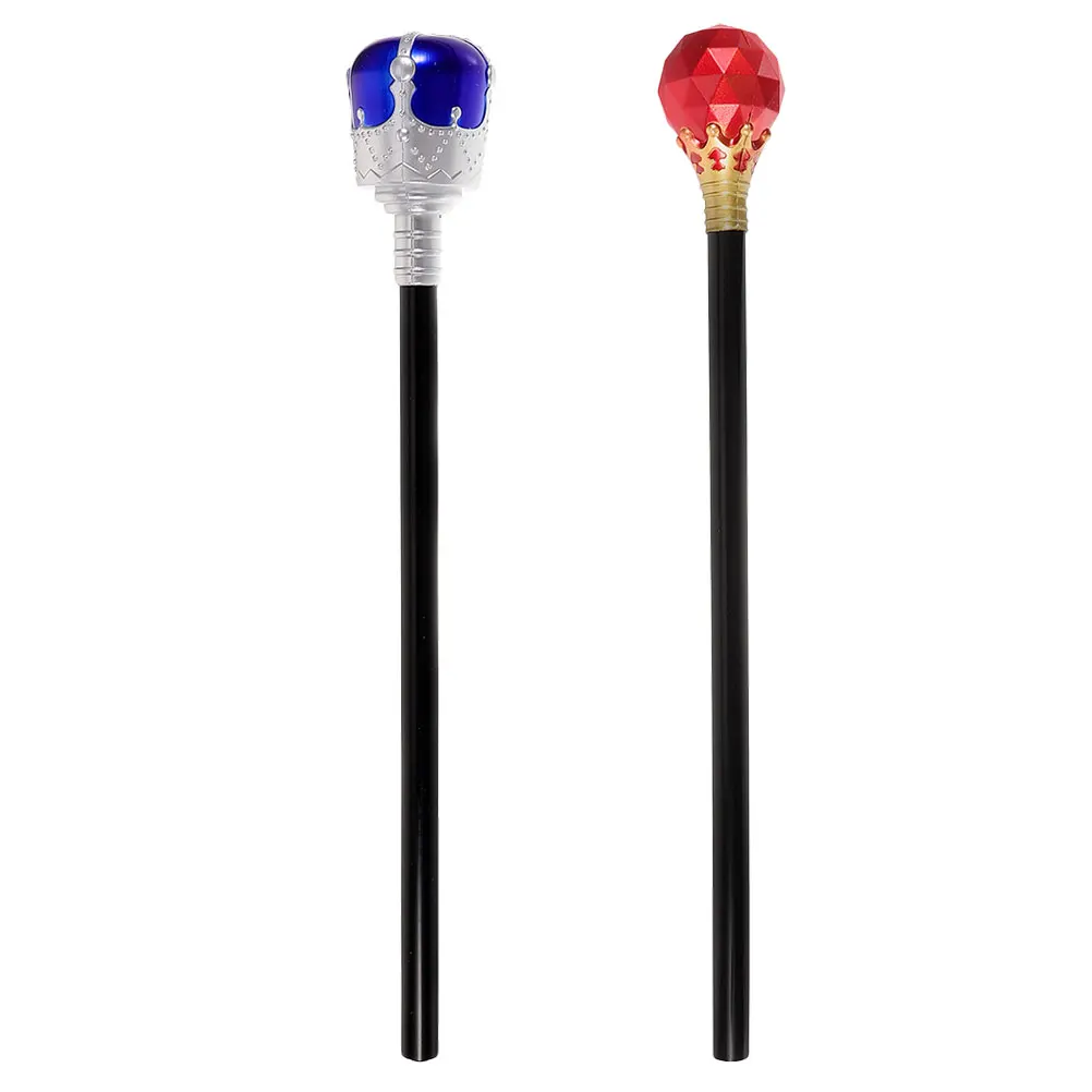 

2pcs King Scepter Plastic Party Walking Sticks for Kids Halloween Cosplay Props Decorations Role Play Accessories