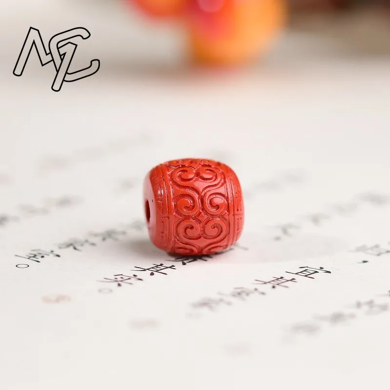 10pc Natural Cinnabar Circular bead DIY Accessories Pendant Bracelet Earring Jewellery Fashion Charm Gift Jewellery Chinese