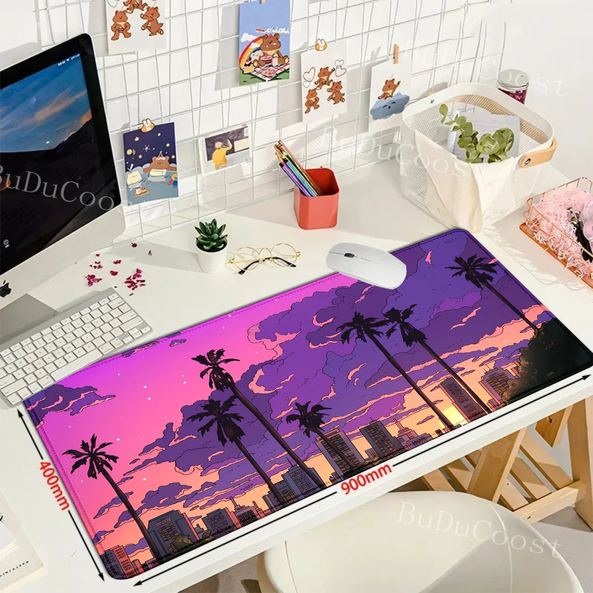 

Pink Clouds Large mouse pad Sky Sunset Glow PC Gaming teclado Accessories Landscape Rubber Computer Desk Mat Extended mousepad