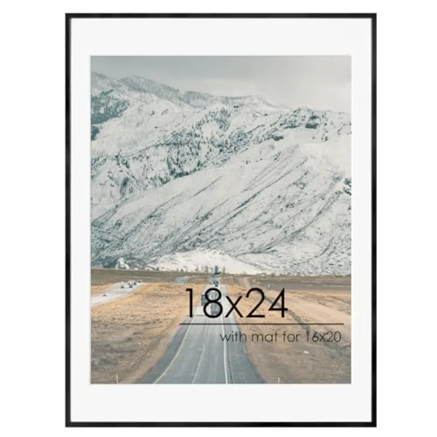 

18x24 Metal Picture Frame For Wall With Mat For 16x20, 18''x24'' Aluminum Photo Frames With Tempered Glass For Home Decor, Mini