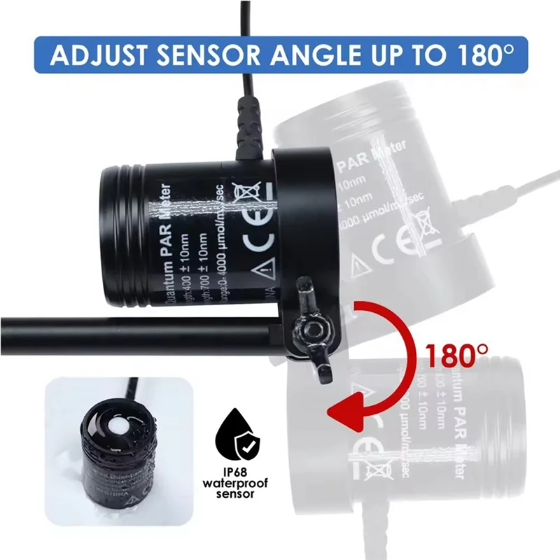 

N11R Digital PAR Meter IP68 Waterproof Probe Full Spectrum Quantum Sensor Photosynthetic Activity For Plant PPFD Tester