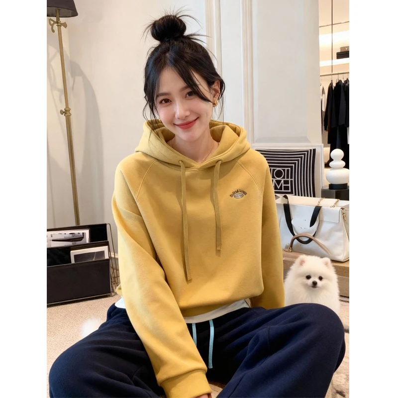 Hooded Embroidered Fce Lined Thiened Long Sve ort Coat for Small Stature Women Autumn Winter New Sle Casual Stree...