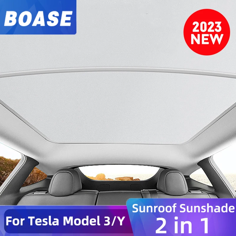 For Tesla Model 3 Y 2021-2024 New Upgrade Ice Cloth Buckle Sun Shades Glass Roof Sunshade Front Rear Sunroof Skylight