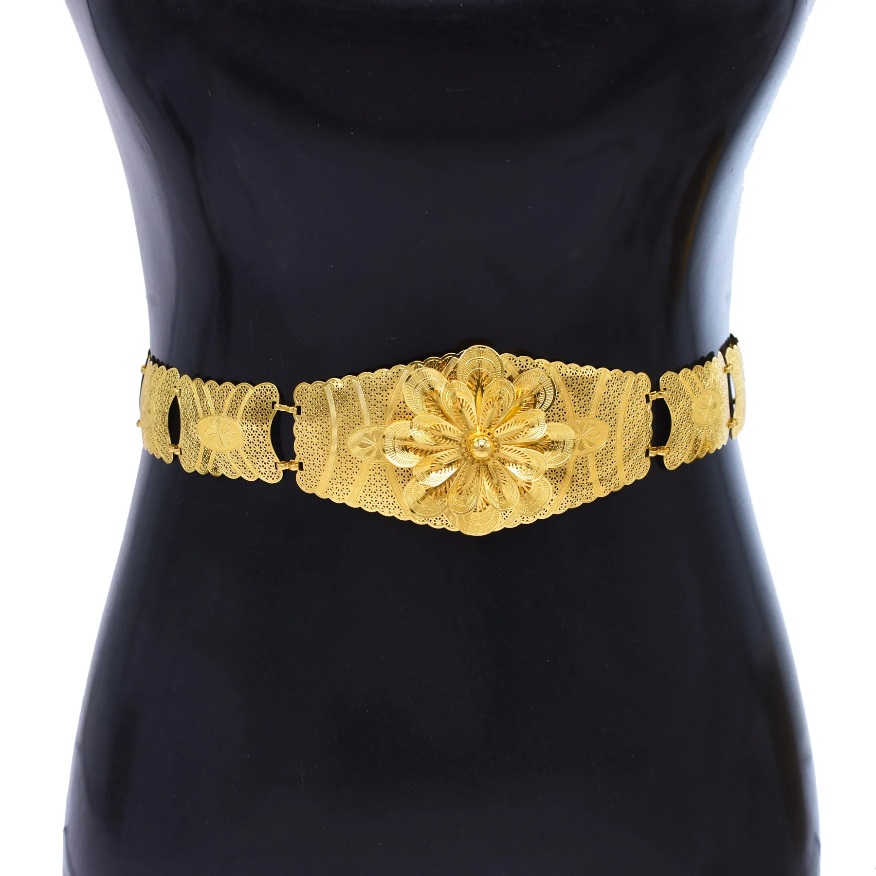 Gold Alloy Flower Hollow Geometry Chain Waist Belt Ethnic Design Chic Turkey Kurdish Arab Belly Chain Female Jewelry Accessory