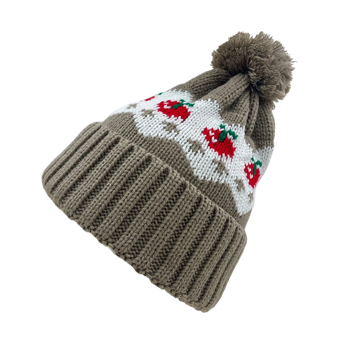 New winter Feil Island Apple Jacquard Women's Woolen Ball brimless beanie Outdoor Warm Ear Protection Hat Fashion Accessories Ha