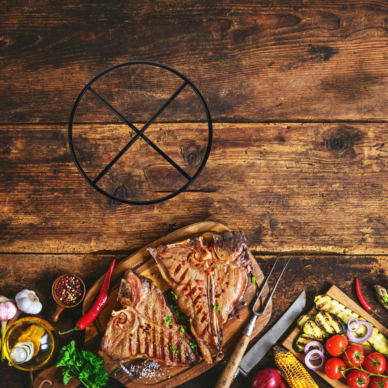 

1pc Iron Pot Rack Thick Non-Slip Cooking Stand Outdoor Camping Barbecue Heat Resistant Storage Shelf Portable Multi-Use Bracket