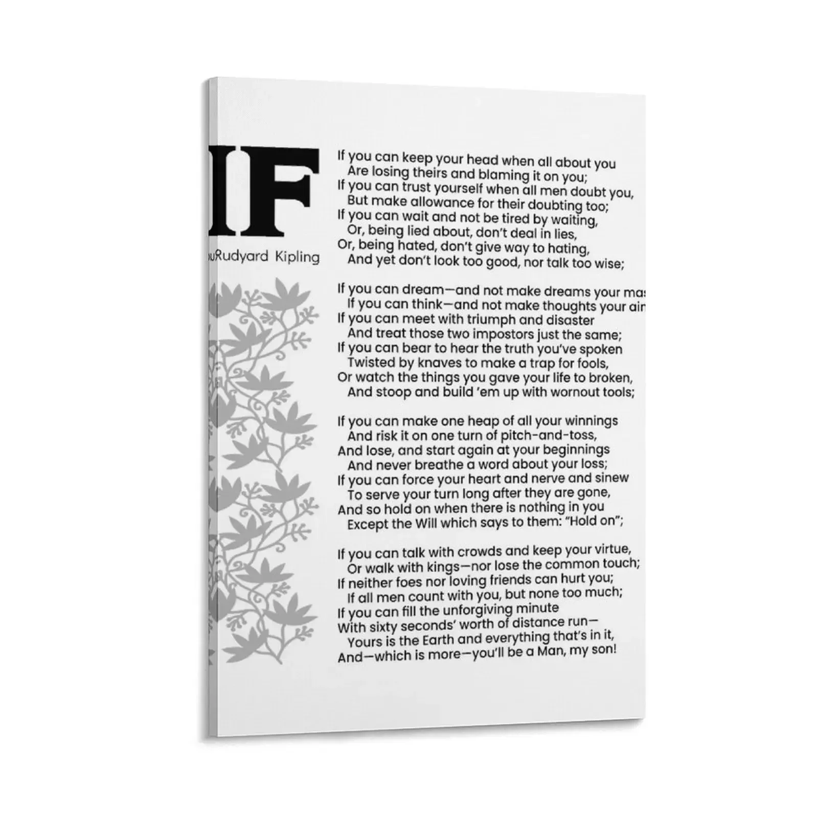 

RUDYARD KIPLING - IF | Poster And Other Formats | Wall Art Decor Canvas Painting decor luxury home decor