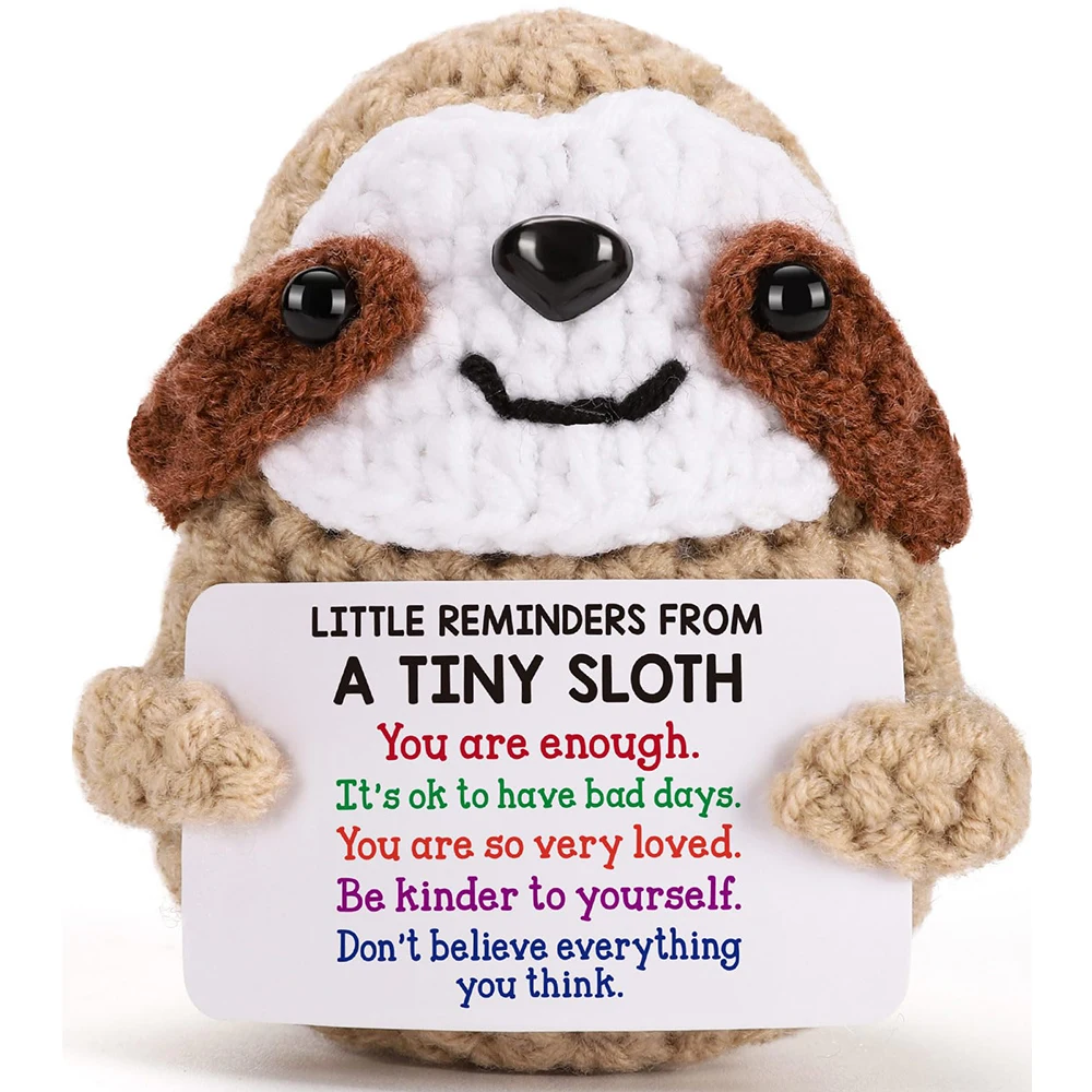 Inspirational Birthday Gifts for Women, Small Reminders of Emotional Support and Positivity, Shark, Penguin, Duck, Fun and Cute Knitted Sloth, Suitable for Her, Him, College Friends, Colleagues, Christmas Stocking Stuffers