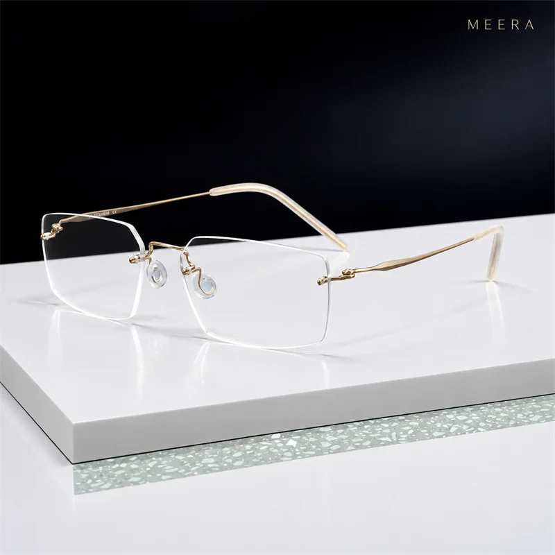 2459 Ultra-light Business Rimless Glasses Frame Men Super Light Luxury Pure Titanium Screw-free design Women's Glasses Frames