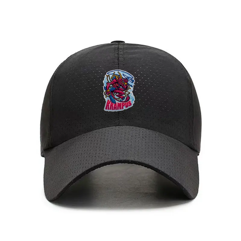 Krampus Demon Graphic Black Quick Dry Baseball Cap with Breathable Panels and Curved Brim