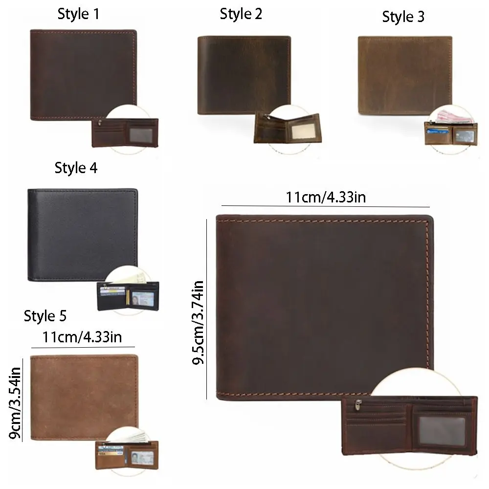 Retro Vintage Genuine Leather Wallet Multi-Card Slot Handmade Short Wallet Lightweight Slim Design Male Purse Male Accessory