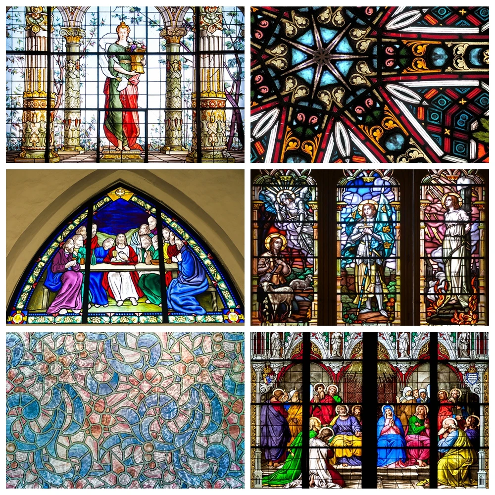 

Stained Glass Window Church Pentecostal Theme Children's Photography Background Photo Studio Props Photography Photo Background
