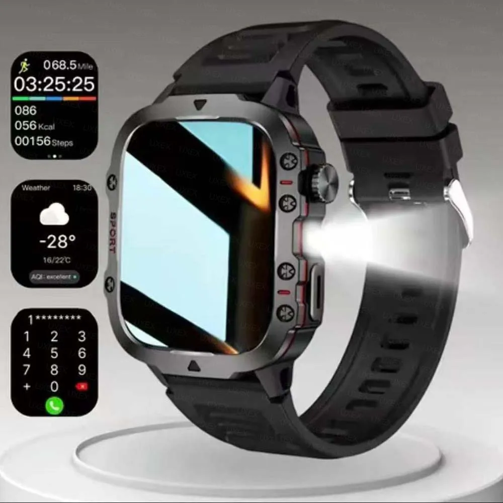 

Men Ai Voice Bluetooth Call Outdoor Smart Watch Full Screen Sport Smartwatch For Android IOS iPhone Watches Flashlight New 2026