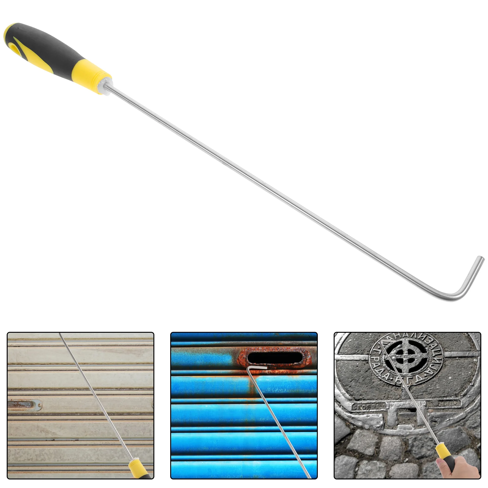 Stainless Steel Roller Shutter Hook Ceiling Hooks Plate Rubber Springs Manhole Cover Lifter Tool