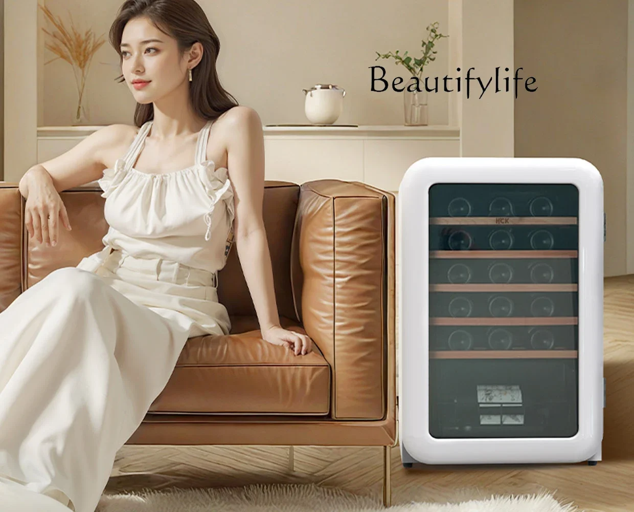 Retro wine cabinet constant temperature household small ultra-thin embedded ice bar refrigerator