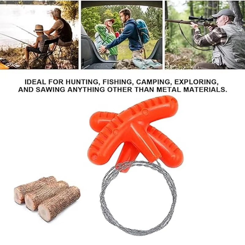 High-quality Multi-purpose Mini Pocket Wire Saw Stainless Steel Wire Saw Orange Outdoor Camping Emergency Survival Gear Tools