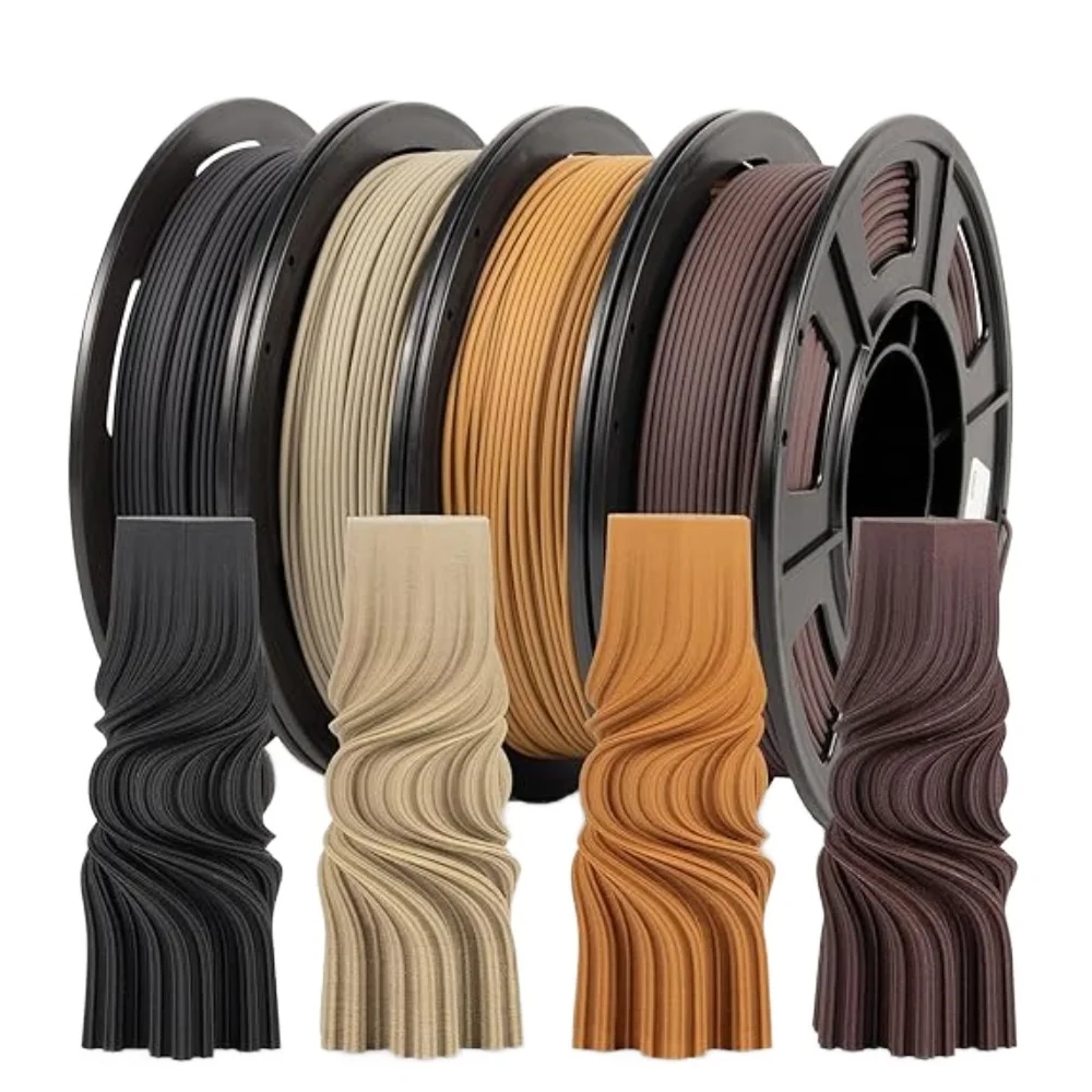 Wood Filament PLA 1.75mm 1kg/500g/250g/200g 3D Printer Filament Wood Powder PLA Light Walnut Dark Cherry Black Color High Speed