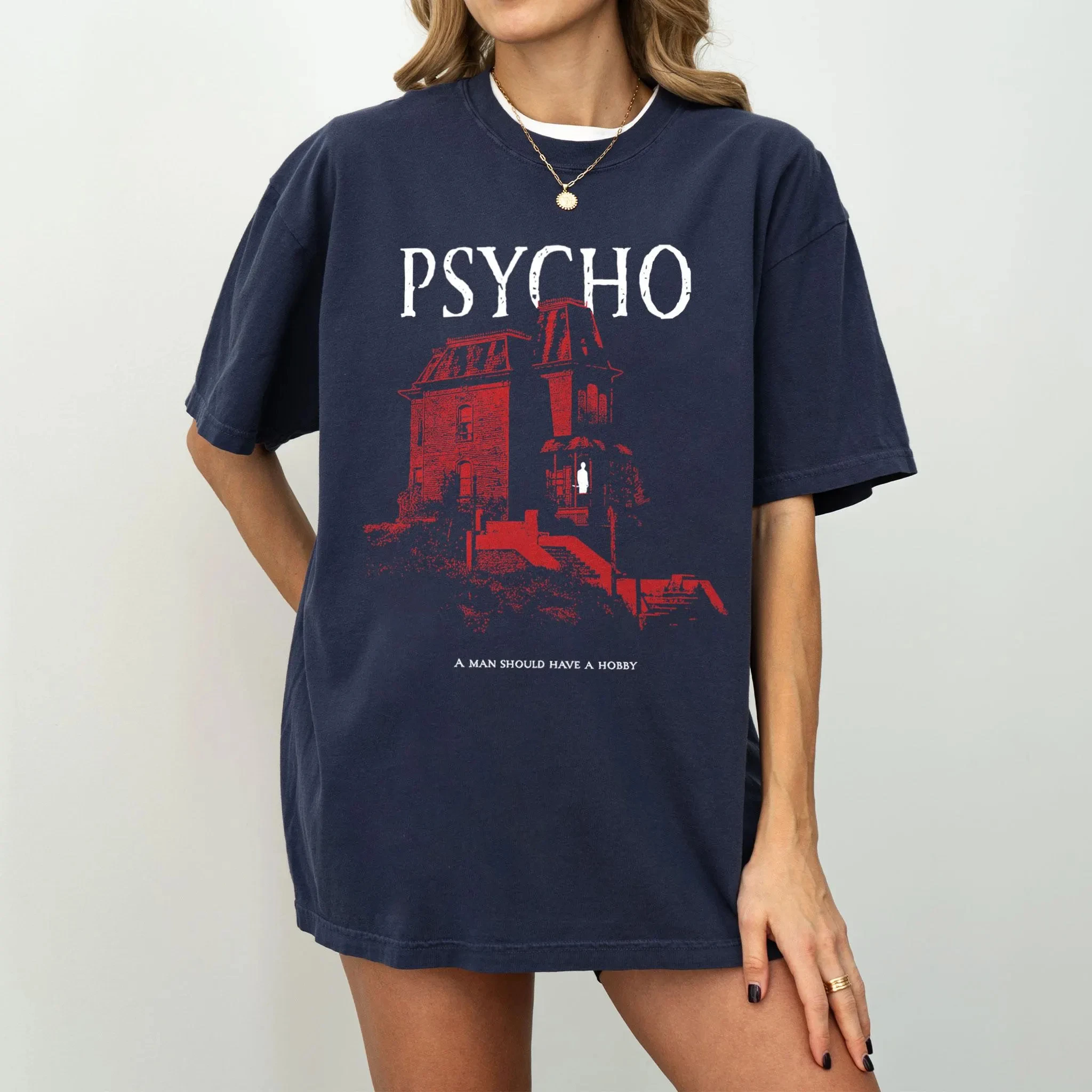 النفسي تي شيرت بيتس موتيل صورة ظلية تي شيرت نورمان مع سكين قميص عبادة فيلم الرعب الكلاسيكي المحملة هيتشكوك إقتباس قميص #3