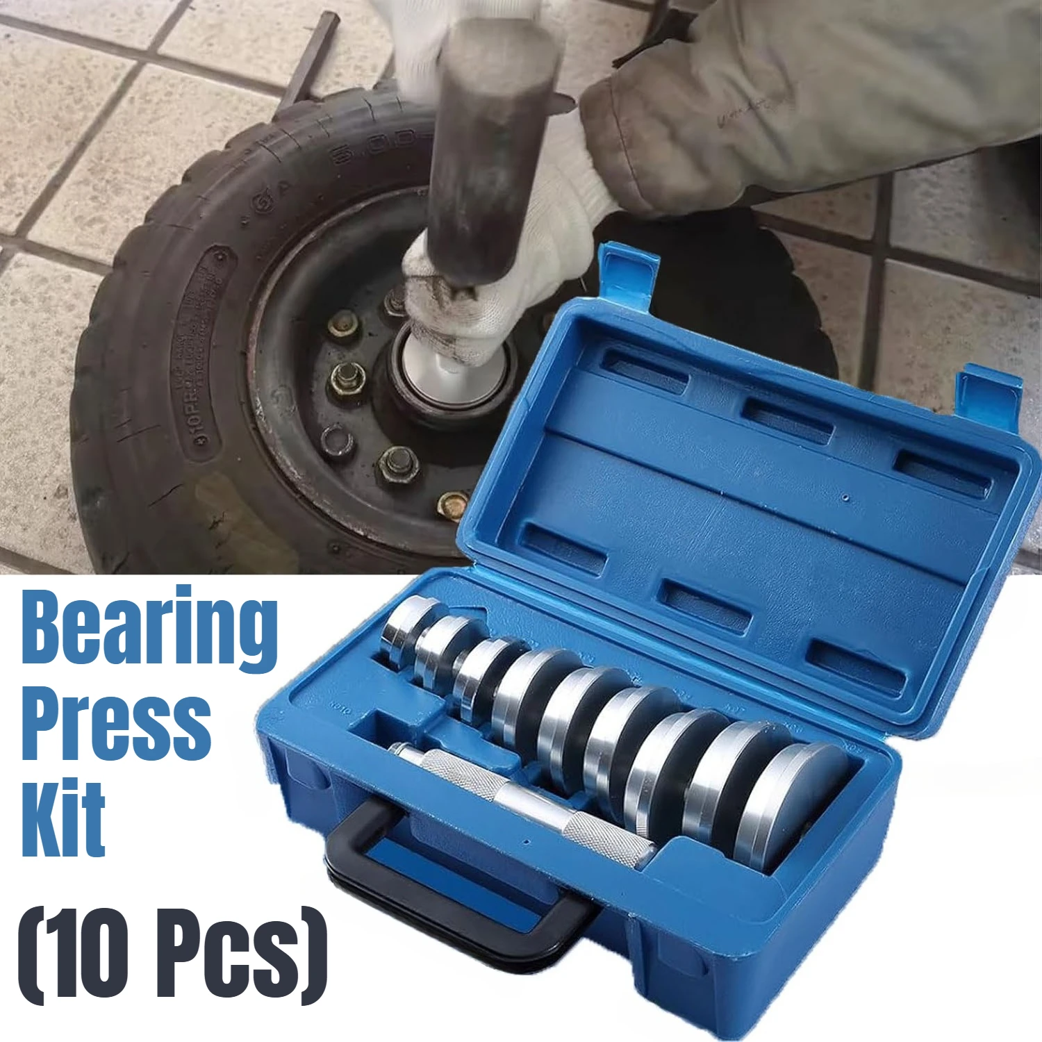 10pcs Bearing Race Seal Driver Set with A Driver Handle and 9 Discs Collar Axle Housing Bearing Races Seals Automotive Wheel Hub