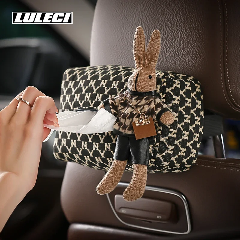 LULECI Advanced Sense Thousand Bird Lattice Car Tissue Box Female Car Seat Back Armrest Paper Box Interior Decoration Supplies