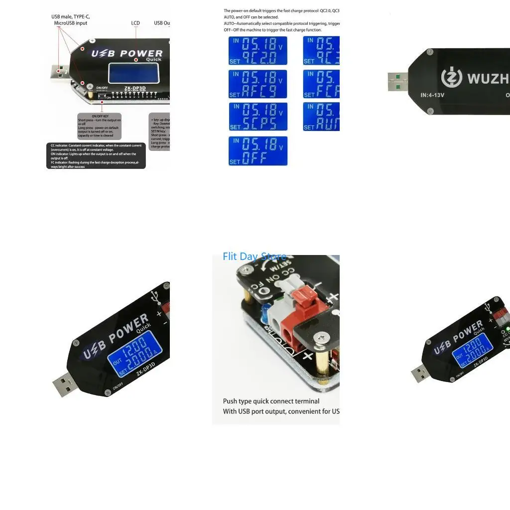 F92C Digital USB Adjustable Power Supply Module Constant Constant Current QC2.0 Step Up Module Fan