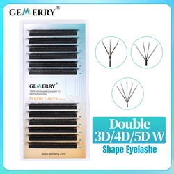 GEMERRY 4D/6D/8D/10D W Lashes Double Tips W Shape Eyelashes Premade Volume Fan 8-15mm Soft Cilios Fake Eyelashes Supplies