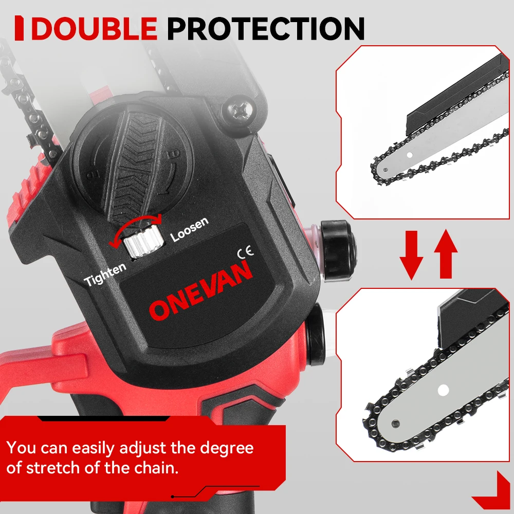 ONEVAN 8Inch Brushless Electric Chainsaw Battery 4500W Cordless Pruning Saw Gardening Power Tools For Makita 18V Battery Pin