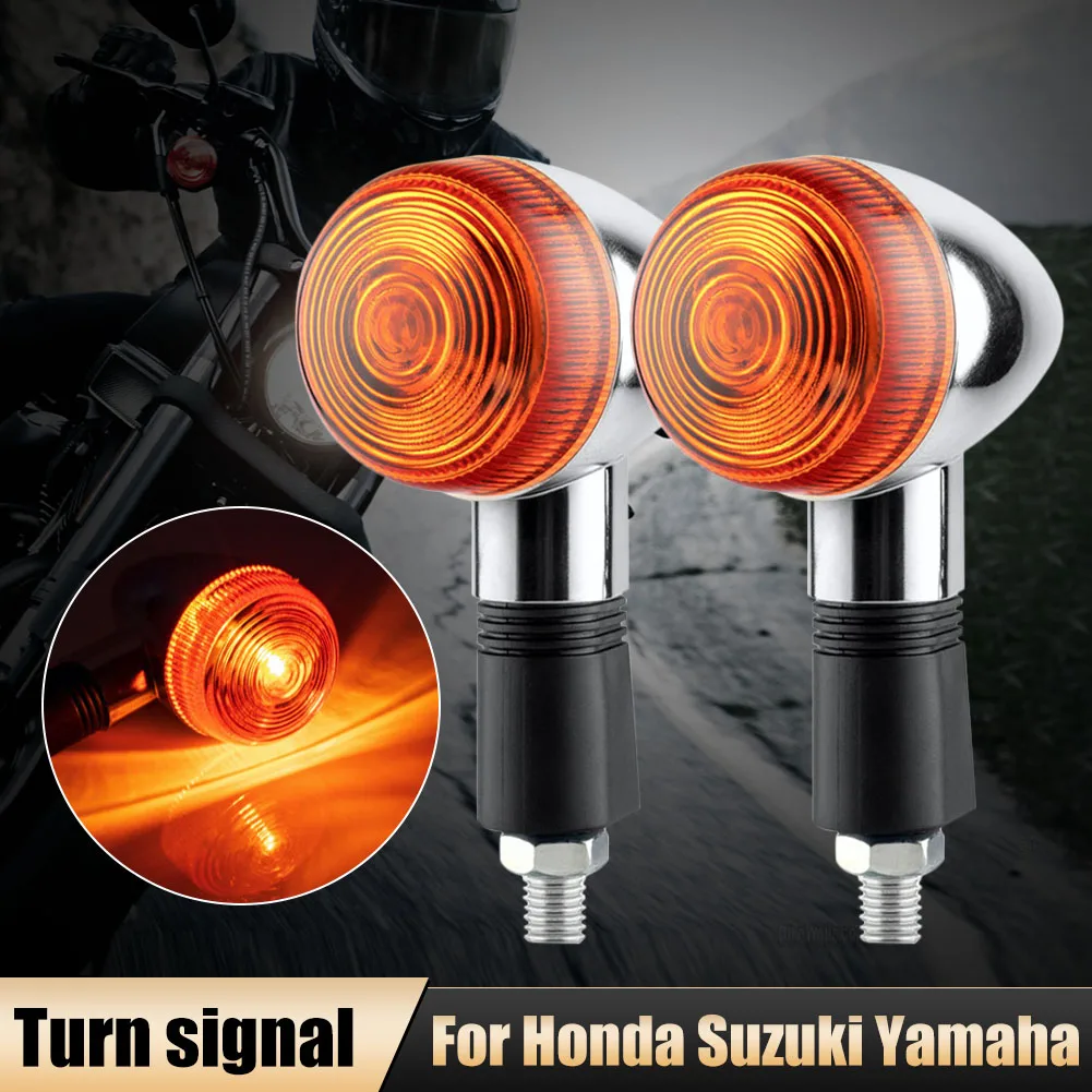 2PCS Motorcycle Turn Signal Bullet Front Turning Lamp Amber Blinker Indicator For Suzuki Bandit 250 400 74A/75A/77A Yamaha XV250