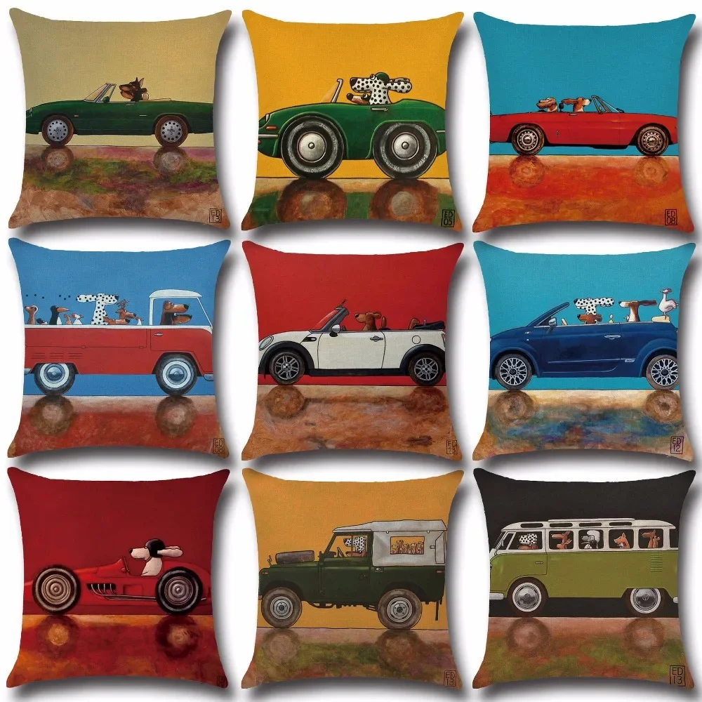 

Cushion Cover Cotton Linen Elephant Pattern Decorative Pillowcase Chair Seat and Waist Square Pillow Cover Home Deco OU 017