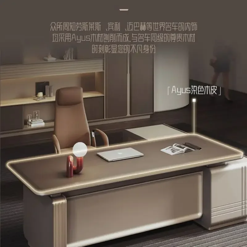 simple and fashionable president's office desk and chair combination, modern metal paint craft office desk