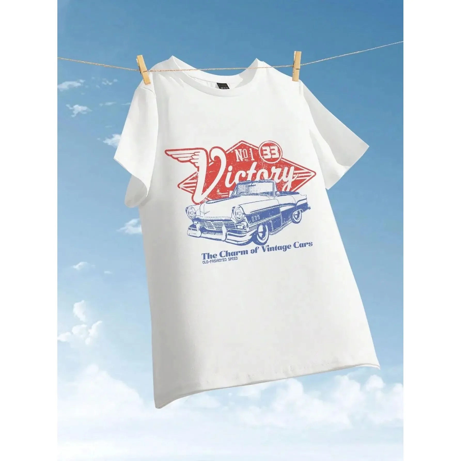 

Женские винтажные хлопковые футболки с принтом автомобиля, настраиваемая одежда с ручной росписью, модная женская футболка в стиле ретро