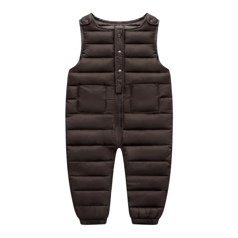 

1-5Y Children's Down Cotton Jumpsuit Strap Pants Colorful Glossy Kids Overalls Pants for Girls Boys Clothing