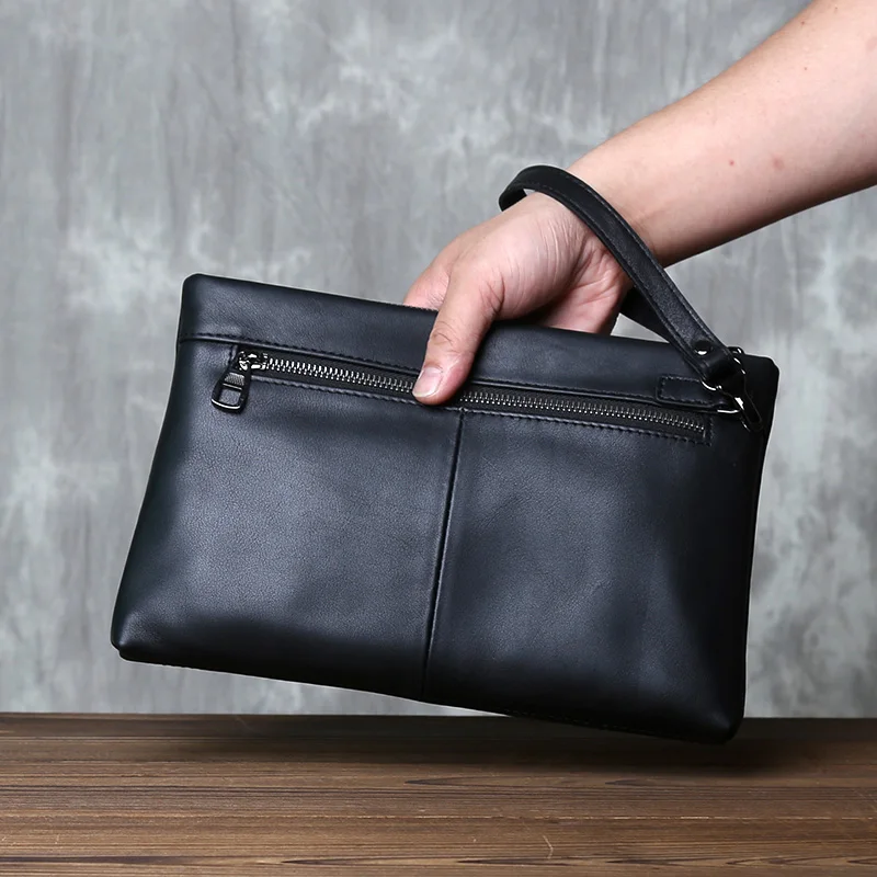 Niche Senior Sense Of Men's Long Clutch Bag Genuine Leather Document Bag Head Layer Cowhide Business Simple Envelope Bag