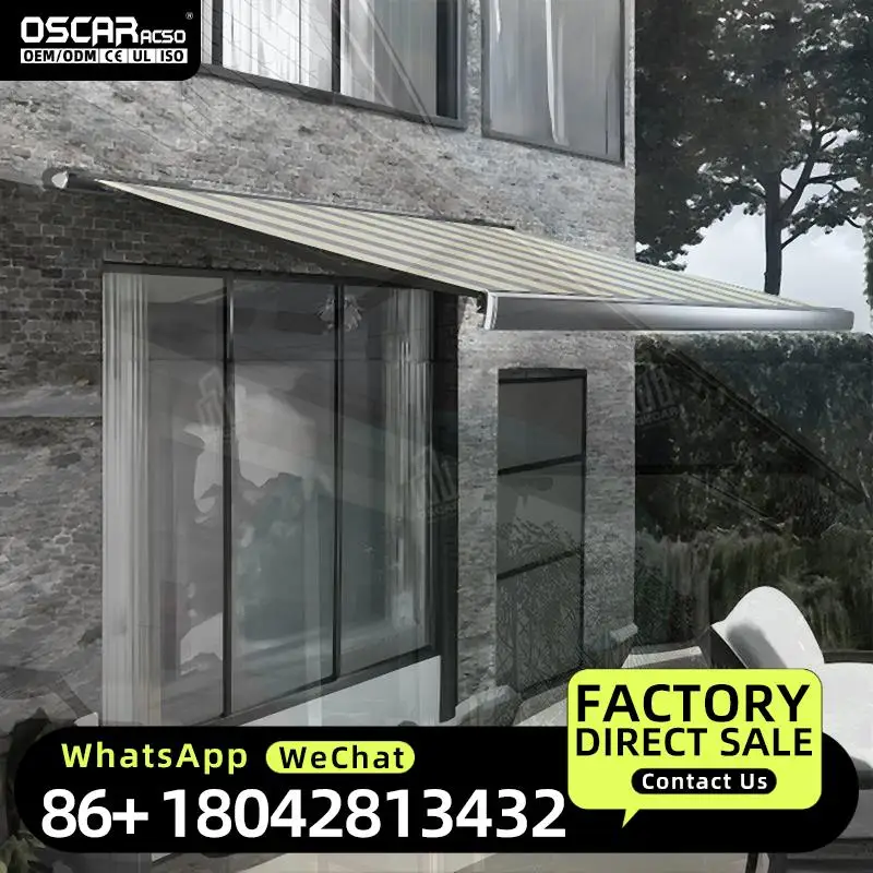 3X6m 4X8m Outdoor Sunshade Wall Installation for Hotels Patios Backyards Terrace Aluminium Awning Cheapest Model Retractable Awn