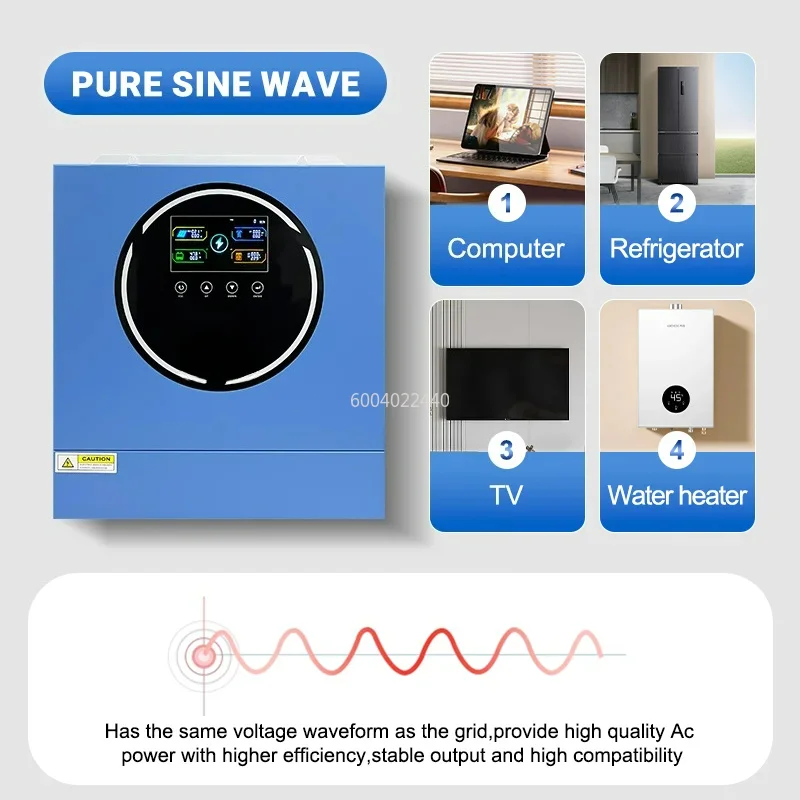 4.2KW 24V Dual Output Hybrid Solar Inverter On-grid/Off-grid Pure Sine Wave 50Hz Built-in Wifi & 100A MPPT For PV 500V BMS RS485