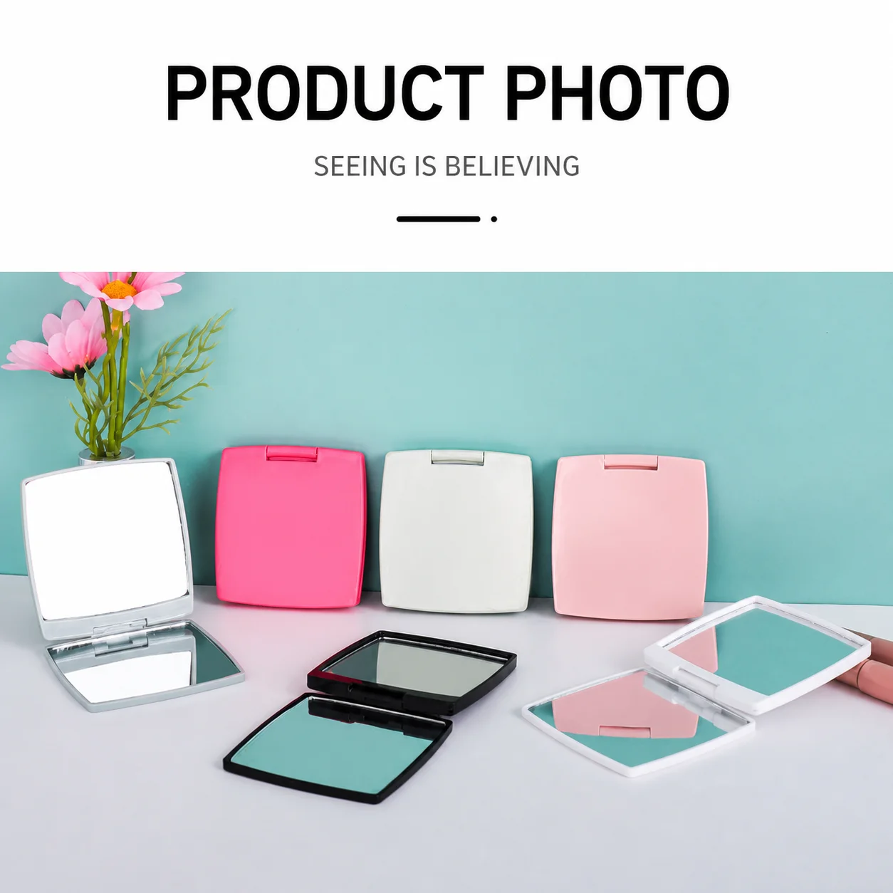 Flip Cosmetic Mirror High Definition Compact Makeup Mirror Square Compact Mirror Square For Business Trips Office Desk Bedroom