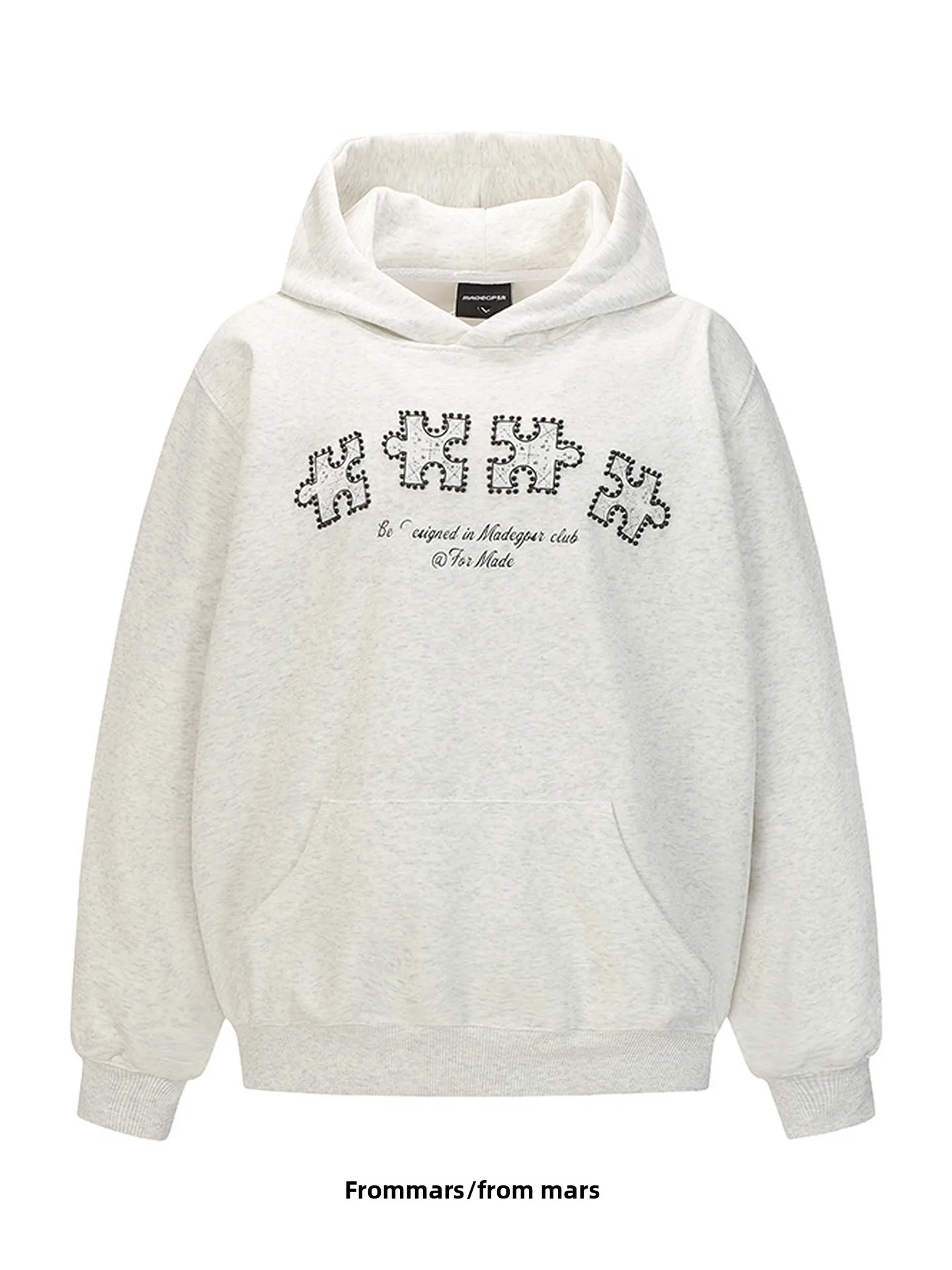 

High Street Vintage Letter Design Loose Fit Hoodie ex Trendy Brand Breathable Cotton Polyester Blend Long Sve Sweatirt