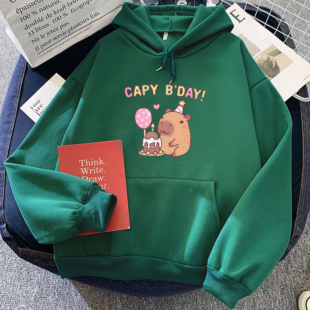 Capybara Capy B'Day Hoodies Sudadera Mujer Long Sleeve Women/Men Sweatshirts Kawaii Cartoon Printing Pullover Girls Casual Hoody