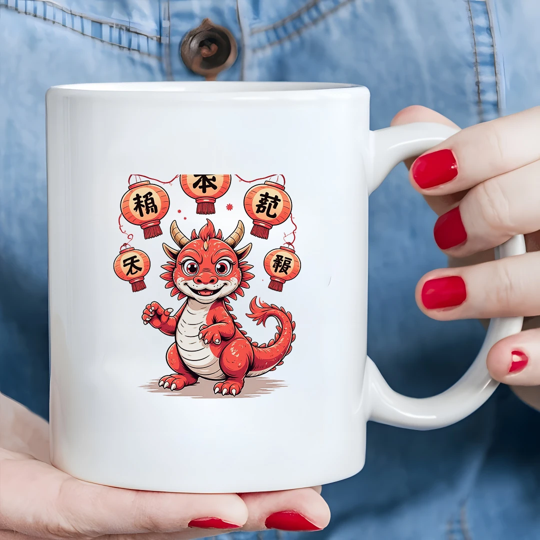 

11oz cartoon little dragon lantern mug kids' family Christmas gift office creative cup