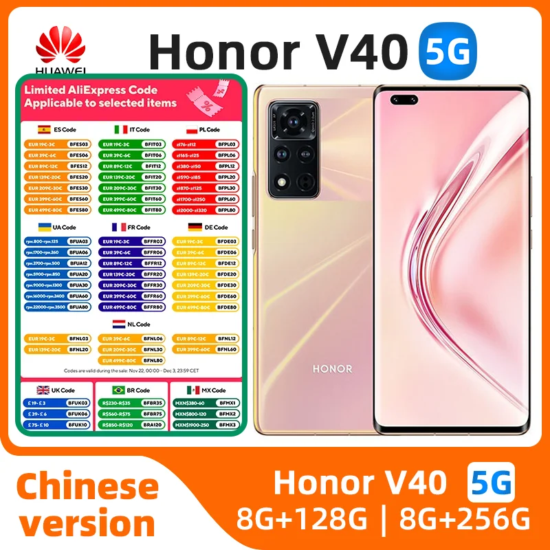 Honor-teléfono móvil V40 5G usado, 8GB de RAM, 128GB, 256GB, Dimensity 1000 + Octa Core, 6,72 pulgadas, 2676x1236P, OLED, 120Hz, cámara de 50MP, 66W